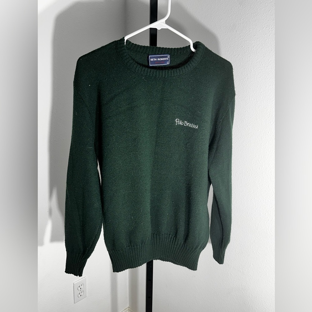 Seth Robert’s size large green acrylic sweater